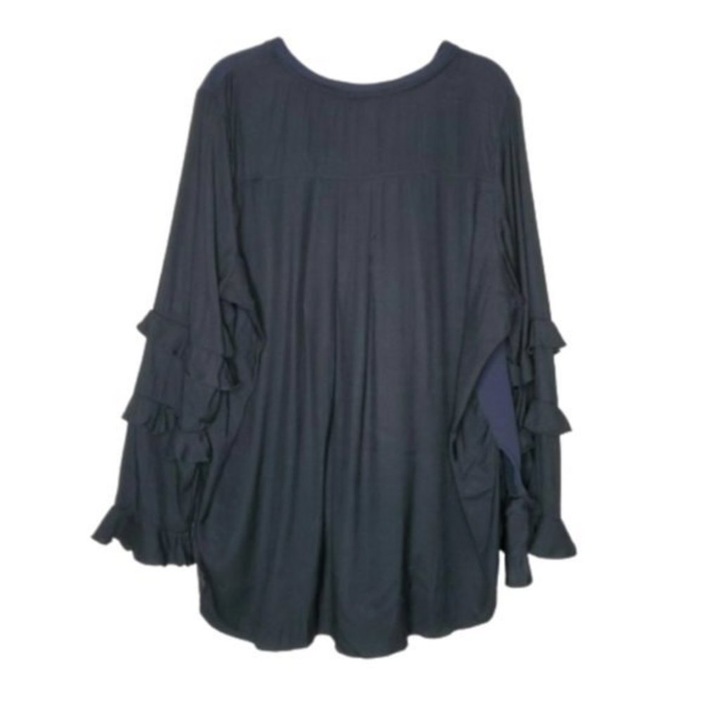 Lane Bryant Womens Layered Mixed Media Top Navy‎ Black Size 22/24